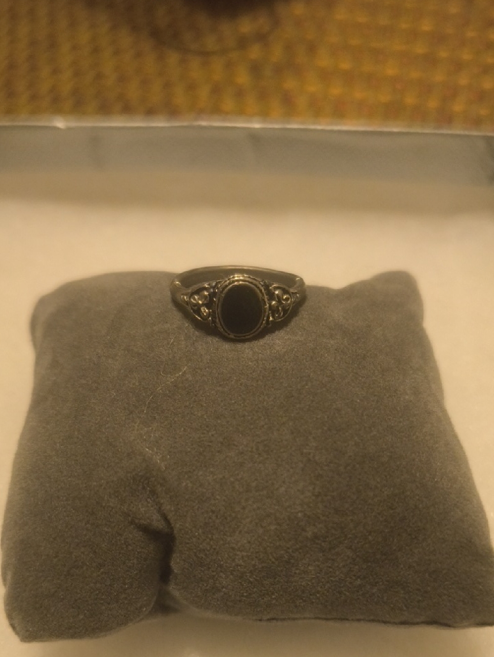 Men's Silver-Tone Black Onyx Signet Ring